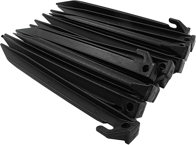 36 Pcs Plastic Tent Stakes, 9 Inch Heavy Duty Plastic Camping Stakes Tent Pegs for Sand, Beach, Woods, Black