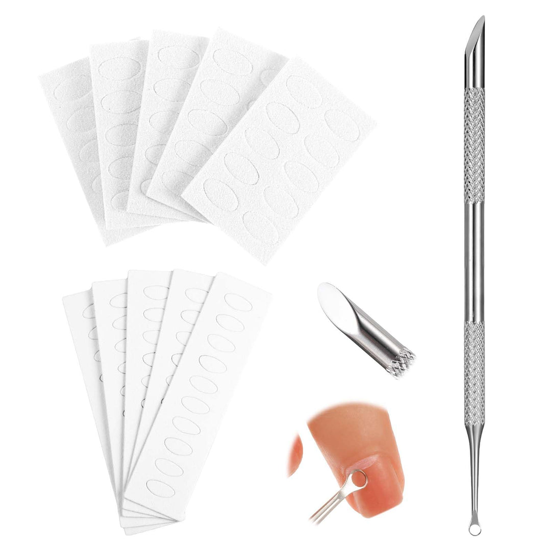 Tyqour Metal Cuticle Pusher Durable Nail Cuticle Pusher Dual Ended Cuticle Remover with 100/180 Grit Sandpaper Sheets for Fingernails Toenails Manicure Pedicure Nail Art Care Tools