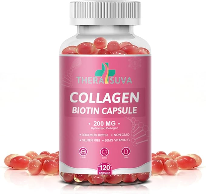 Multi Collagen Complex 200MG + Biotin 3000MCG + Vitamin C 50MG Per Serving! Promotes Healthy Hair, Beautiful Skin, and Nail Support! 120 Capsules, 60 Day Supply