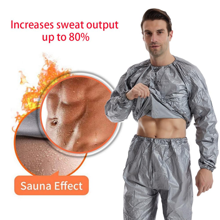 DawnBreak Sauna Sweat Suit for Women/Men Exercise Weight Loss Gym Fitness Workout Silver - M