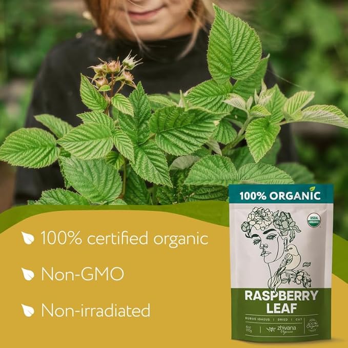 Organic Red Raspberry Leaf Tea – Wild Raspberry Tea for for Pregnancy, Healthy Cycle, Menstrual Cramps – 6oz
