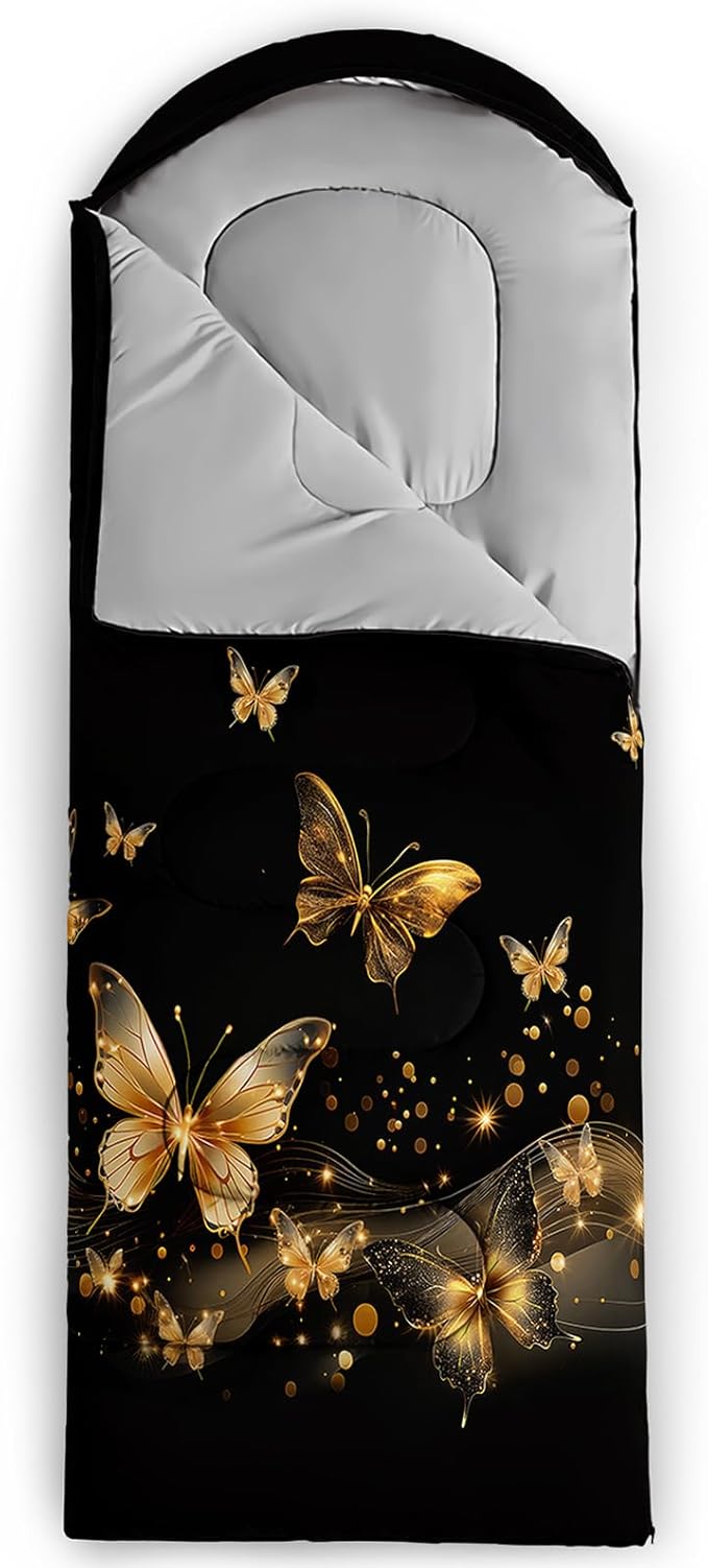 AILONEN Cartoon Fox Camping Sleeping Bag for Boys Girls Adults,Lightweight & Waterproof,3 Season Warm & Cold Weather,Portable,Kawaii Fox Printed Sleeping Bag,Traveling,Camping,Hiking