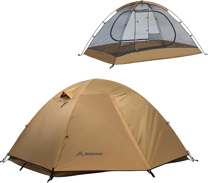 BISINNA Backpacking Tent 2 Person Lightweight Camping Tent Waterproof 3 Season with Aluminum Pole for Outdoor Mountaineering Hiking Travel
