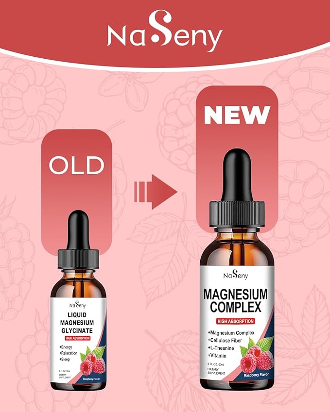 400mg Magnesium Drops, Magnesium Glycinate Vitamin Blend for Kids, High Absorption - for The Whole Family Overall Wellness, Non-GMO & Gluten Free (60ML/Raspberry)