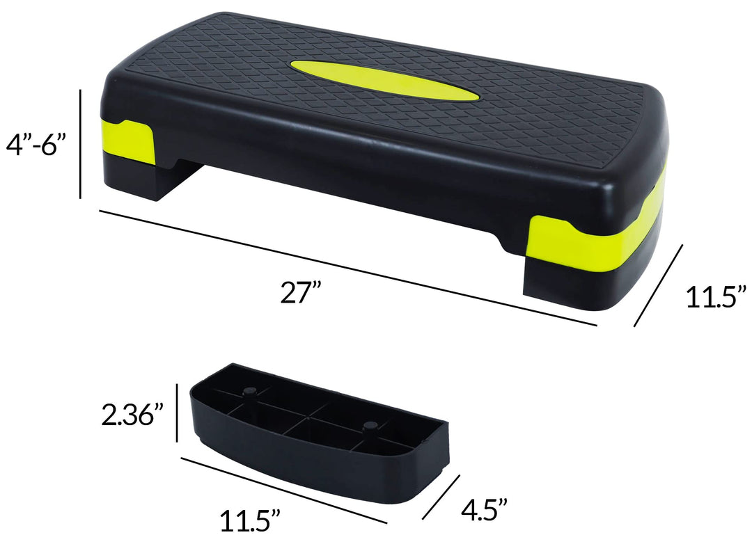 Fitvids Adjustable Workout Aerobic Stepper Step Platform Trainer, 27-Inch, Black/Lemon