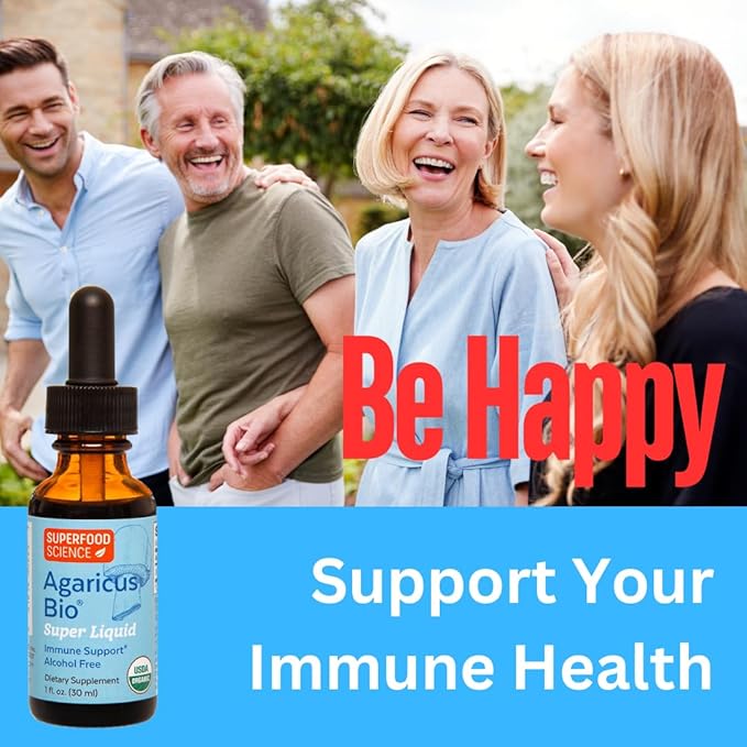 Agaricus Bio Super Liquid, Natural Killer Cell Activity, Organic Mushroom Extract, Agaricus Blazei Murill Mushroom, Tincture Drops with High Beta Glucans, Liver and Immune Support Supplement, 30 ml