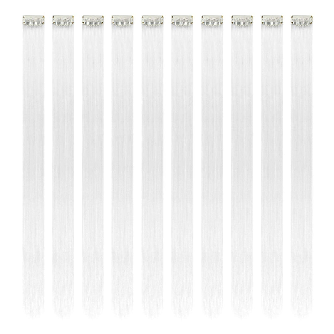 RINBOOOL White Hair Extensions Clip in, 22 Inch 10 Pcs Long Straight Colored, for Kids Girls Women Highlights Party, Synthetic
