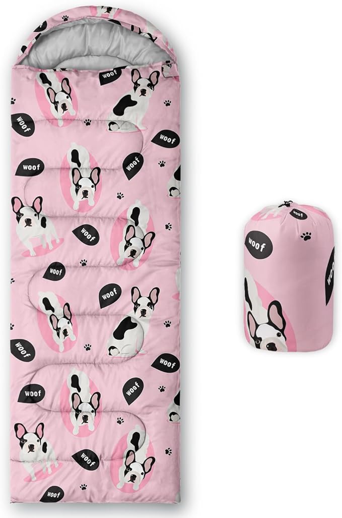 AILONEN Cartoon Fox Camping Sleeping Bag for Boys Girls Adults,Lightweight & Waterproof,3 Season Warm & Cold Weather,Portable,Kawaii Fox Printed Sleeping Bag,Traveling,Camping,Hiking