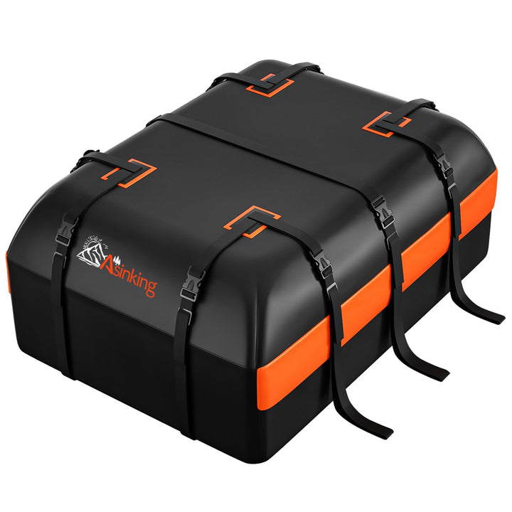 Car Rooftop Cargo Carrier Bag, Asinking 22 Cubic Feet Waterproof Tear-Resistant Car Roof Bag for All Vehicle with/Without Racks - Non-Slip Mat, 6 Door Hooks, 2 Extra Straps, Luggage Lock