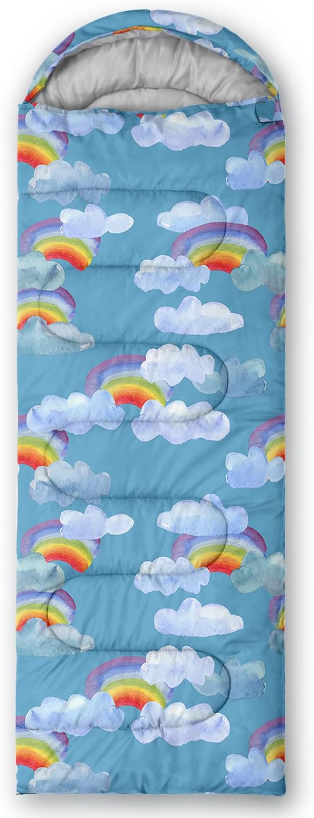 AILONEN Cartoon Fox Camping Sleeping Bag for Boys Girls Adults,Lightweight & Waterproof,3 Season Warm & Cold Weather,Portable,Kawaii Fox Printed Sleeping Bag,Traveling,Camping,Hiking