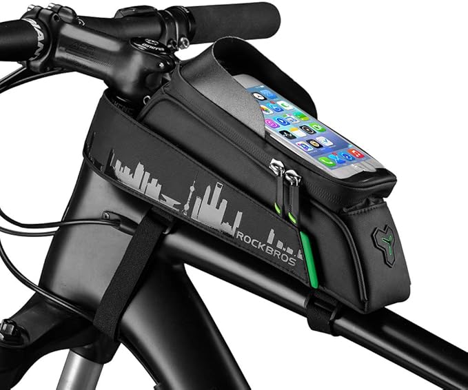 ROCKBROS Bike Phone Mount - Waterproof Front Frame Bag for Bicycle, Compatible with iPhone 11 XS Max XR under 6.5