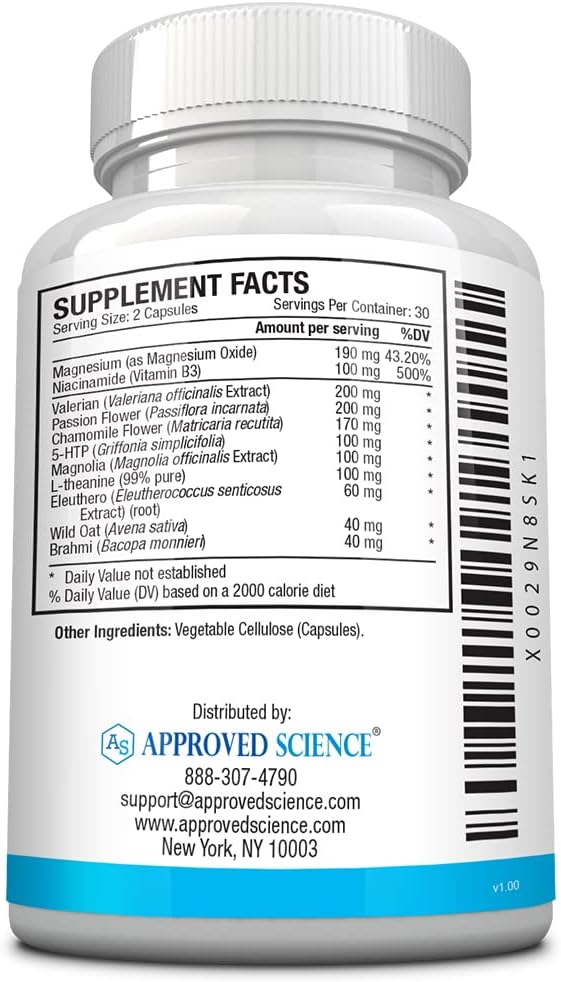 Approved Science Anxietex - Calm and Relaxation - L-Theanine and Magnesium - 60 Capsules - Vegan Friendly - 1 Month Supply