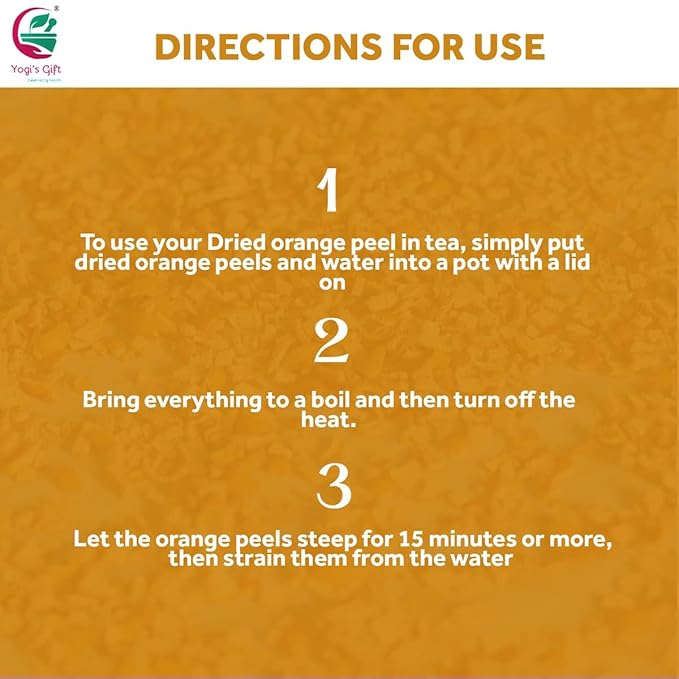 Dried Orange Peel 4 oz | Rich Citrus Aroma and Flavour | Small Granules | Perfect for Tea, Cookies, Rye breads, Seasoning & more | by Yogi's Gift®