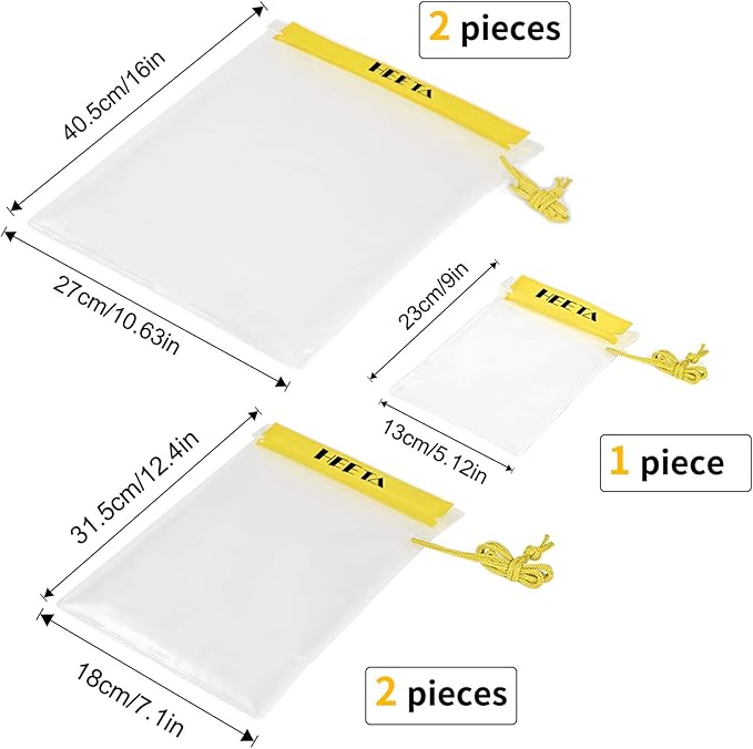 HEETA Waterproof Pouch, Screen Touch Sensitive Waterproof Bag Black & Gray Bundled with 5-Pack Clear Waterproof Dry Bag