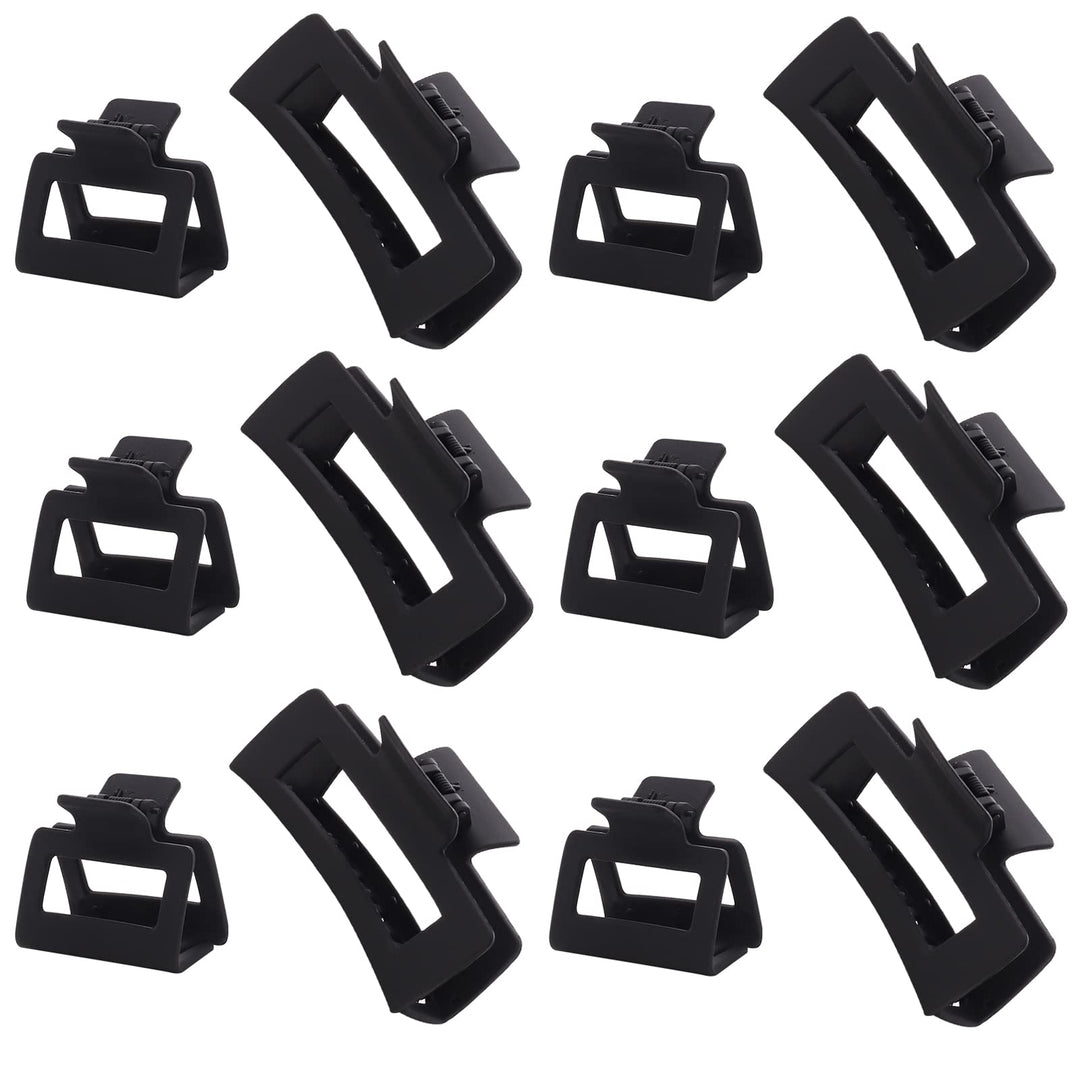 Alemaky 12 Pack Black Square Claw Clips, Big And Small Neutral Rectangle Hair Claw Clips, Non-Slip Matte Large Hair Clips For Wo