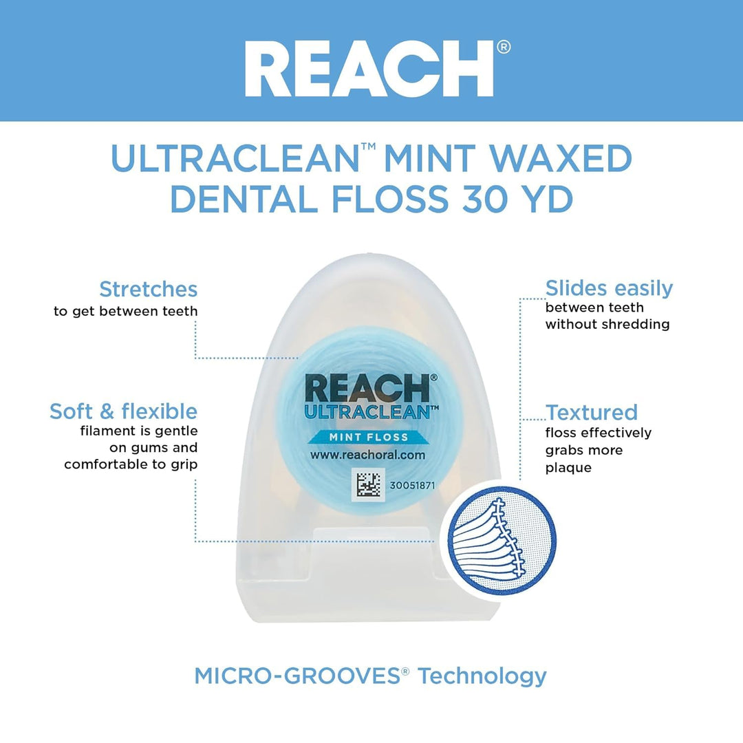 REACH Ultraclean Dental Floss Mint 30 Yards (Pack of 3)