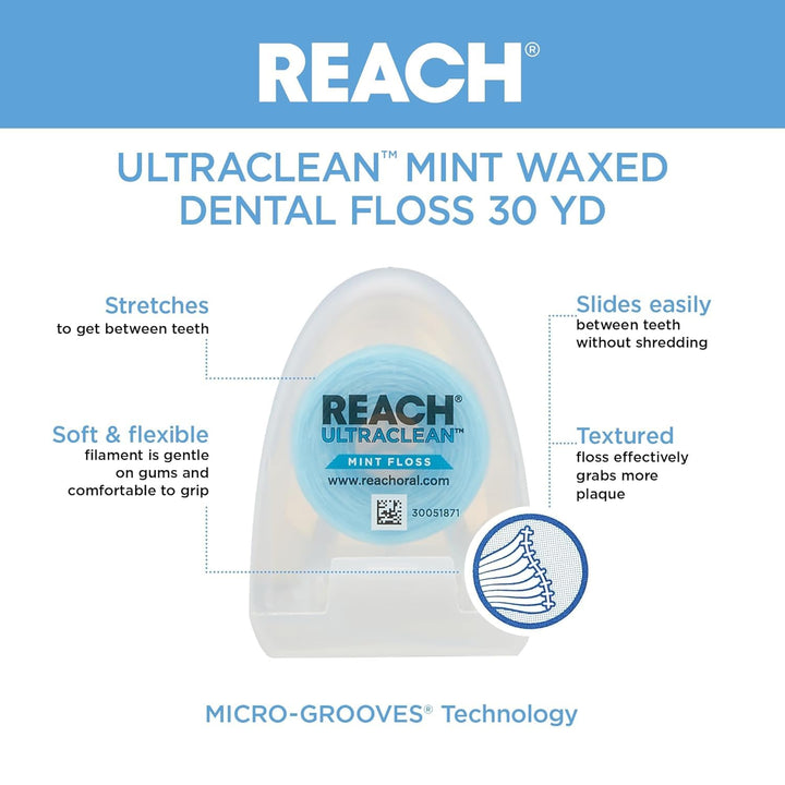REACH Ultraclean Dental Floss Mint 30 Yards (Pack of 3)