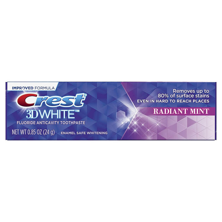 Crest 3D White Vivid Fluoride Anticavity Toothpaste, Radiant Mint 0.85 oz (Pack of 4)