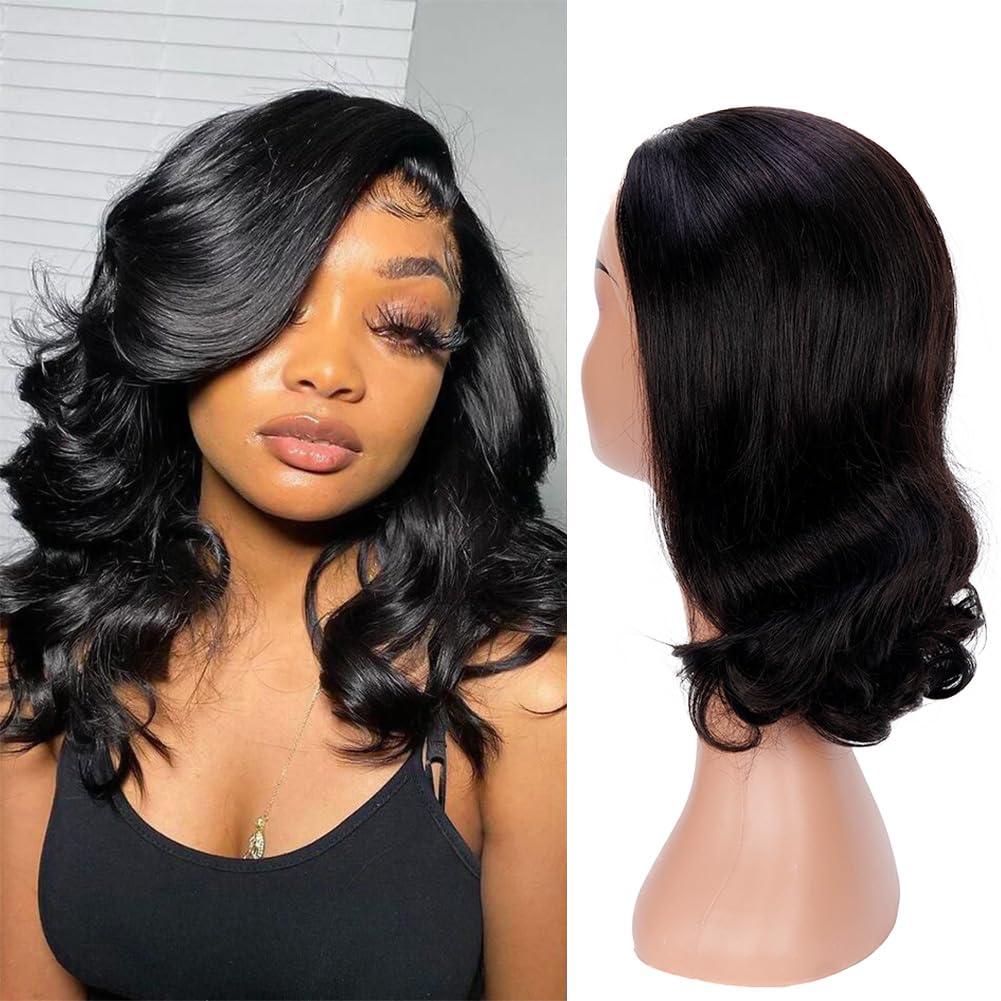 A Future Tongmei 14 Inch Bob Wig Human Hair Body Wave 13X4 Hd Lace Frontal Bob Wigs Human Hair Free Part 180% Density Loose Wavy