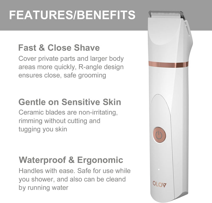 Electric Body Hair Trimmer | Groin & Bikini Trimmer for Men & Women | Waterproof, USB Rechargeable