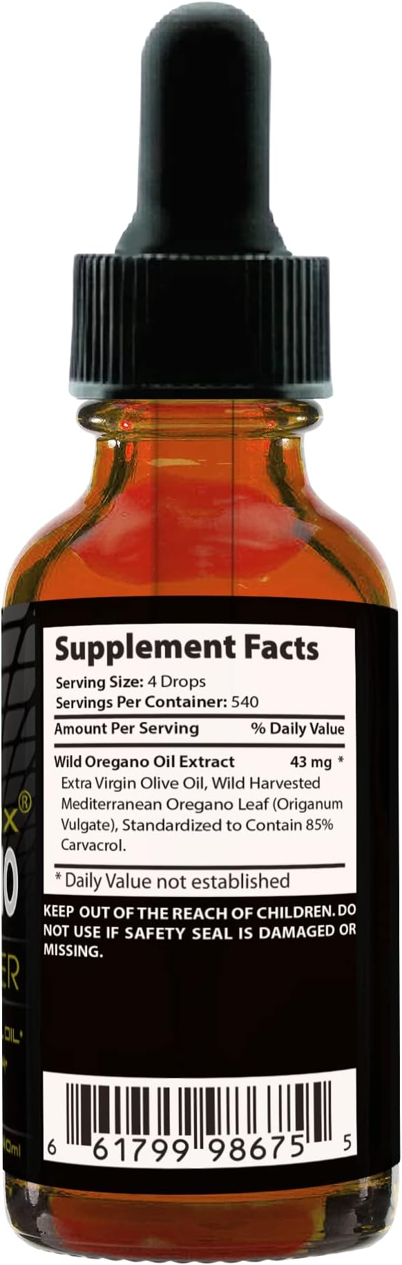 Absonutrix Oil of Oregano 43 mg, 540 Servings, 2 Oz Bottle, High Bioavailability, 85% Carvacrol Oil, Quick Absorption, Potent Ingredients, Cruelty-Free, Third-Party Tested, Non-GMO, Made in USA