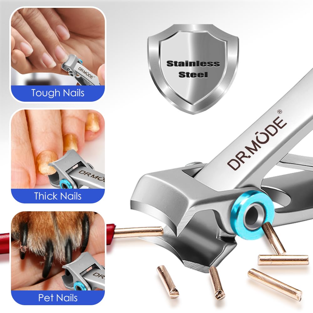 Nail Clippers for Men Thick Nails -DRMODE Heavy Duty Large Toenail Clippers for Thick Nails with Wide Jaw Opening, Ultra Sharp Stainless Steel Finger Nail Clippers Cutter for Tough Nail Seniors Adult