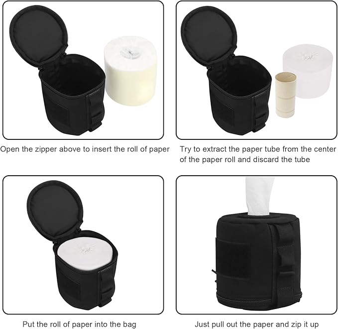 AOUTACC Tactical Roll Paper Storage Bag,Toilet Roll Paper Storage Holder with Molle Mounting Strap,Tissue Cover Organizer for Outdoor Camping,Hiking,Tactical Game