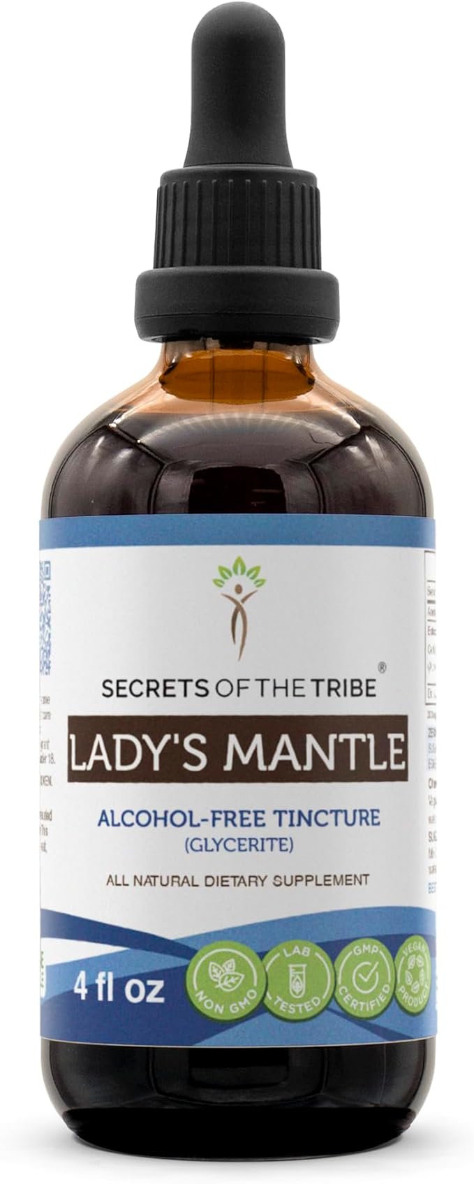 Secrets of the Tribe Lady's Mantle Tincture Alcohol-Free Liquid Extract, Lady's Mantle (Alchemilla vulgaris) Dried Herb (4 FL OZ)