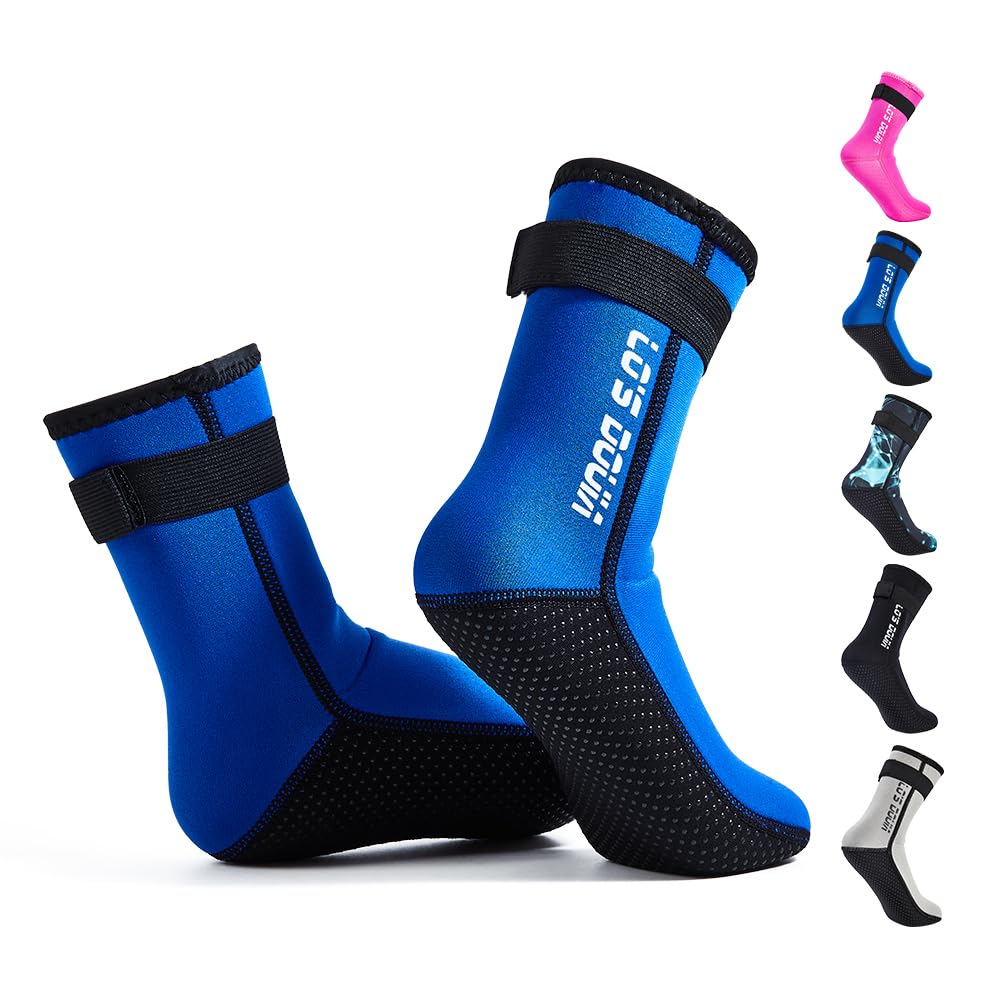 Lo's Douia Neoprene Socks 3mm Diving Socks Wetsuit Socks Thermal Anti-Slip Water Booties for Water Sports (Blue, S)