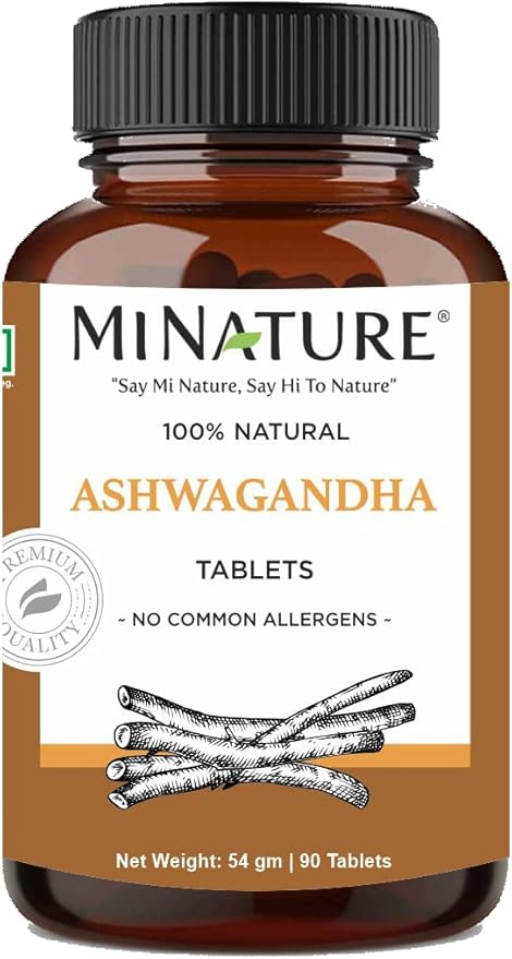 Ashwagandha Tablets- 90 Tablets, 1000 mg by mi Nature | 45 Days Supply |100% Natural Ashwagandha | Vegan | from India