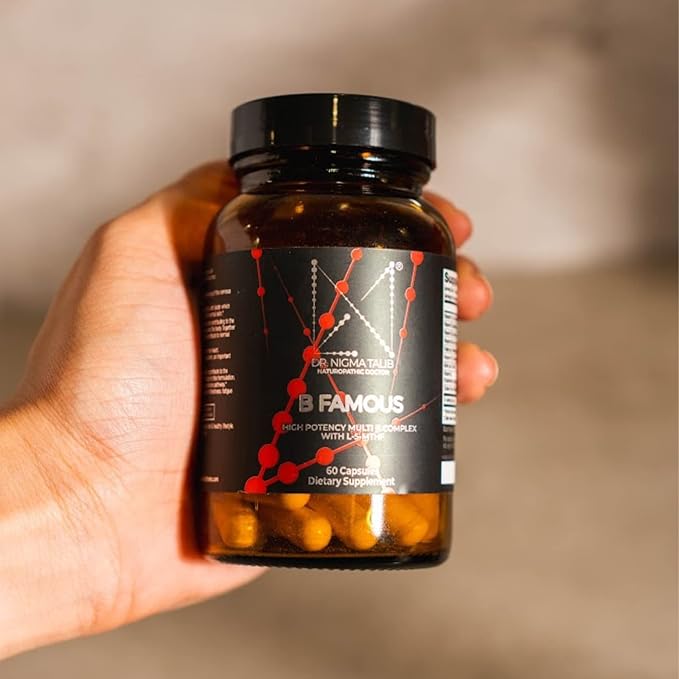 B Famous High Potency Multi B Vitamin Complex with L-5-MTHF for Nervous System and Digestive Health and Glowing Skin - 60 Capsules