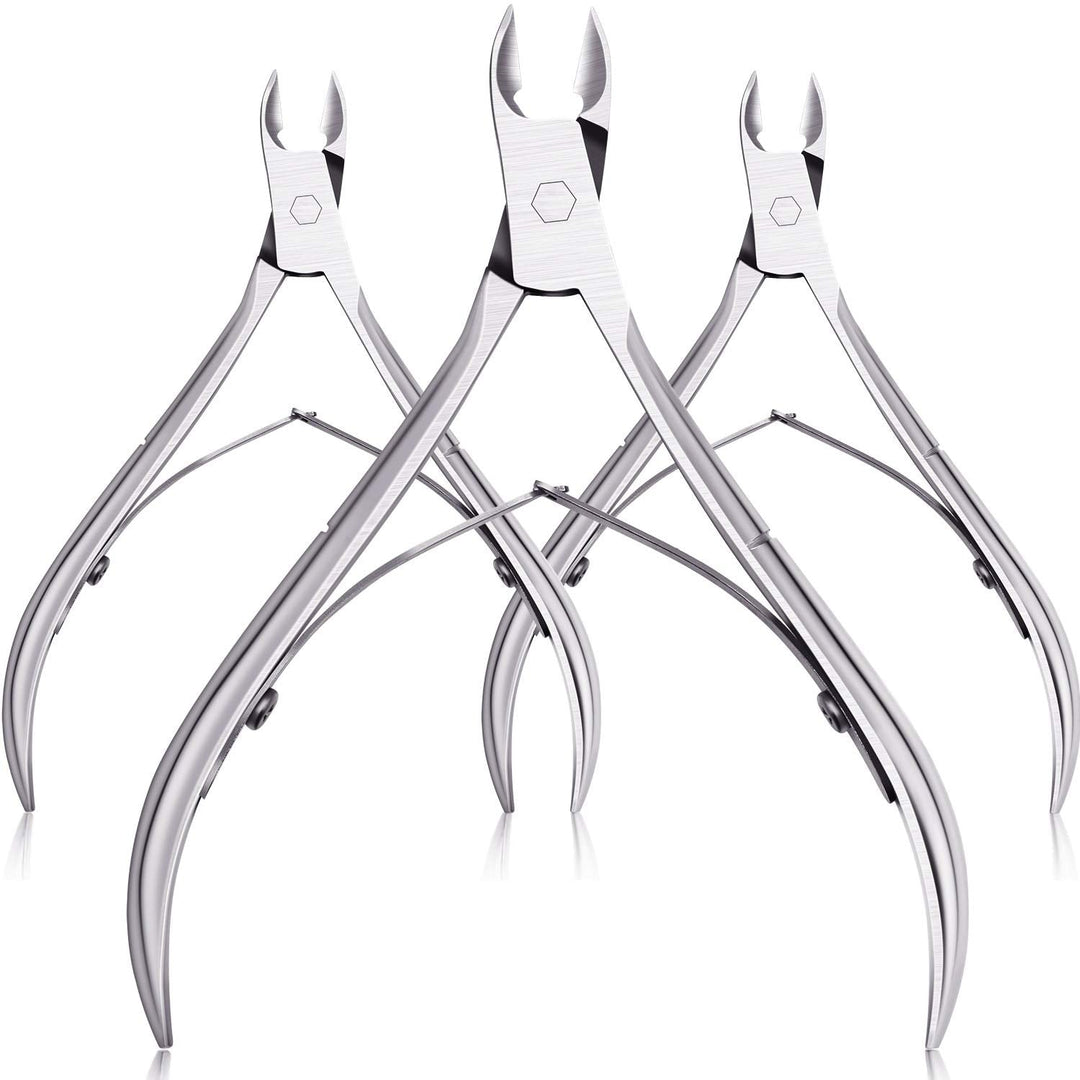 Mudder 3 Packs Cuticle Nippers Cutter Tool Stainless Steel Nail Cuticle Trimmer Remover with Pointed Blade Scissors Pedicure Manicure Tool for Fingernails Nails Care and Toenails(Silver)