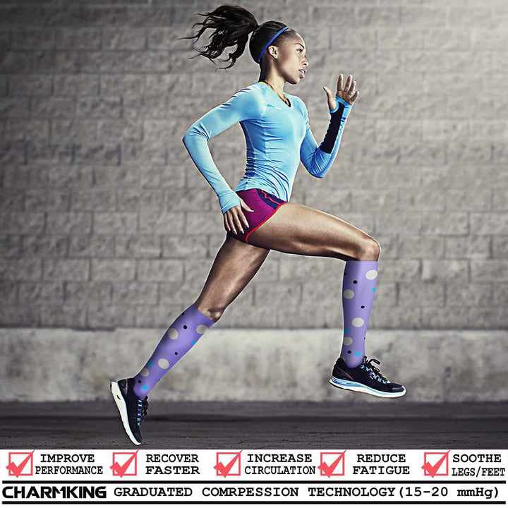 CHARMKING Compression Socks for Women & Men Circulation (3 Pairs) 15-20 mmHg is Best Athletic for Running, Flight Travel, Support, Cycling, Pregnant - Boost Performance, Durability (L/XL,Multi 51)