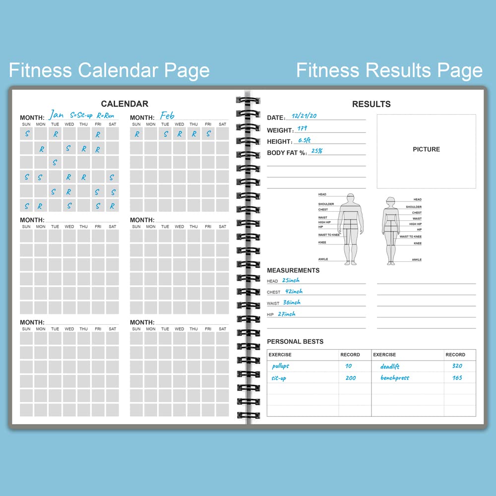 Fitness Planner for Women & Men - A5 Workout Log Book/Exercise Workout Log to Track Weight Loss, GYM, Bodybuilding Progress - Daily Health & Wellness Workout Journals, 5.8X8.25 In Workout Book
