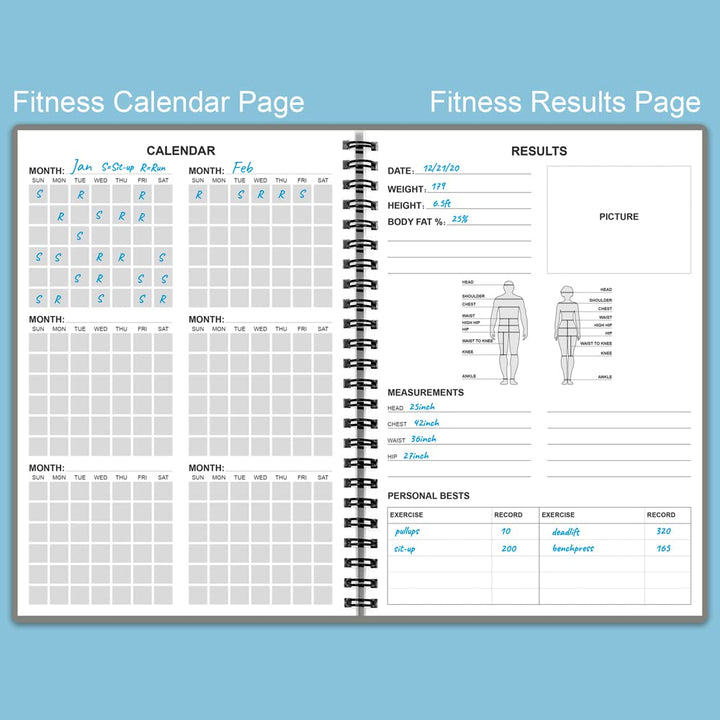 Fitness Planner for Women & Men - A5 Workout Log Book/Exercise Workout Log to Track Weight Loss, GYM, Bodybuilding Progress - Daily Health & Wellness Workout Journals, 5.8X8.25 In Workout Book