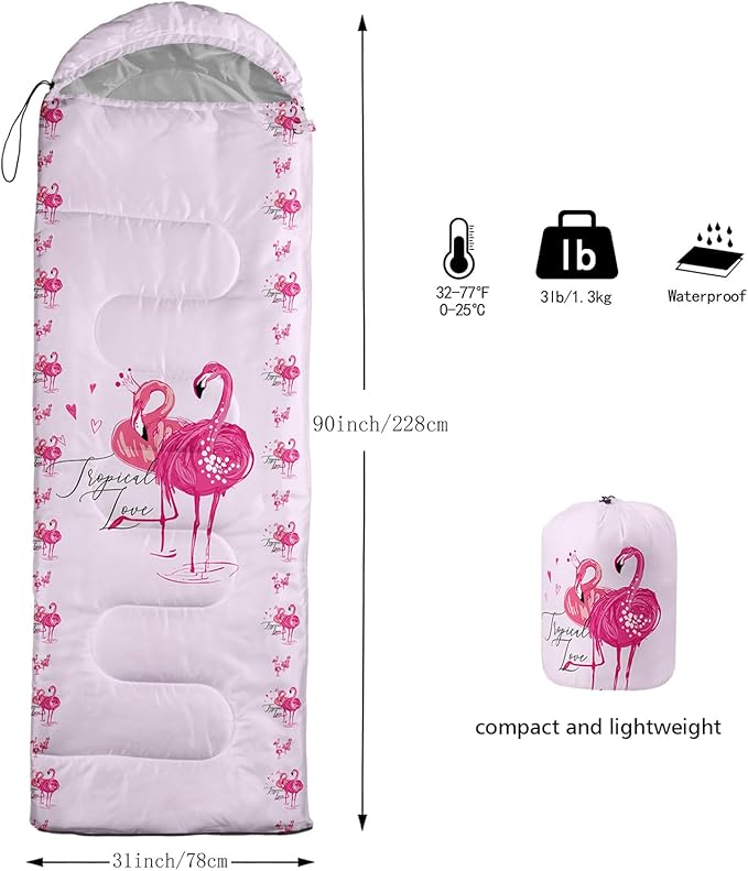 AILONEN Kids Floral Cat Camping Sleeping Bags,Lightweight & Waterproof,3 Season Warm & Cool Weather,Kawaii Kitten Sleeping Bags for Girls Adults,Travelling,Outdoors
