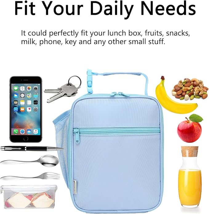 Lunch Box for Kids Boys Girls Men Women,Insulated Small Soft Cooler Lunch Bag Kit for School Work Picnic Travel - Reusable Portable lunchbox,Blue