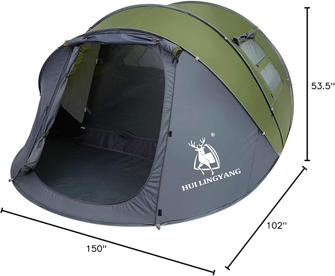6 Person Easy Pop Up Tent,12.5’ x 8.5‘ x53.5,Automatic Setup,Waterproof, Double Layer,Instant Family Tents for Camping,Hiking & Traveling