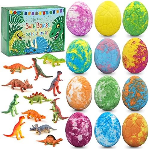 Easter Bath Bombs for Kids with Surprise Toys Inside - Perfect Basket Stuffers, 12Pcs Dino Egg Bath Bombs Gift Set, Gentle and Kids Safe Bubble Bath for Birthday Girls Boys