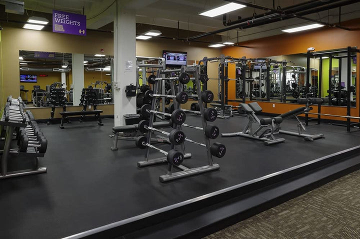 American Floor Mats 3/8in (9mm) Thick 10% Blue/Grey 4' x 3' Heavy Duty Rubber Rolls, Protective Exercise Mats, Home Gym Rubber Flooring