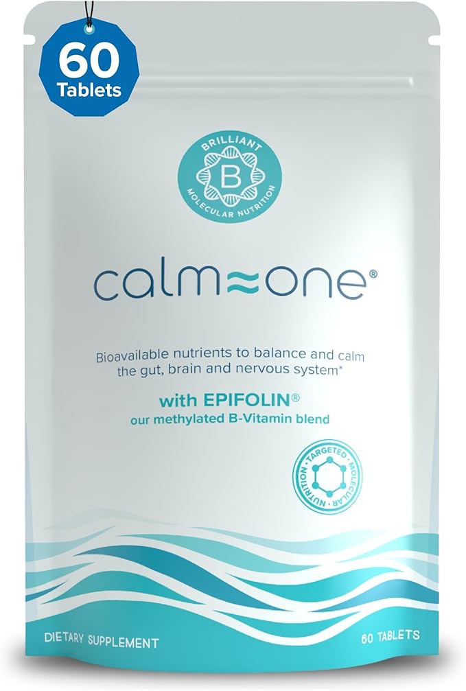 CalmOne Dietary Supplement for Adults & Children - Natural Calm to Balance The Gut, Brain & Nervous System - Fast Support for Anxiousness, Overwhelm, Sleep & Relaxation - 60 Chewable Tablets