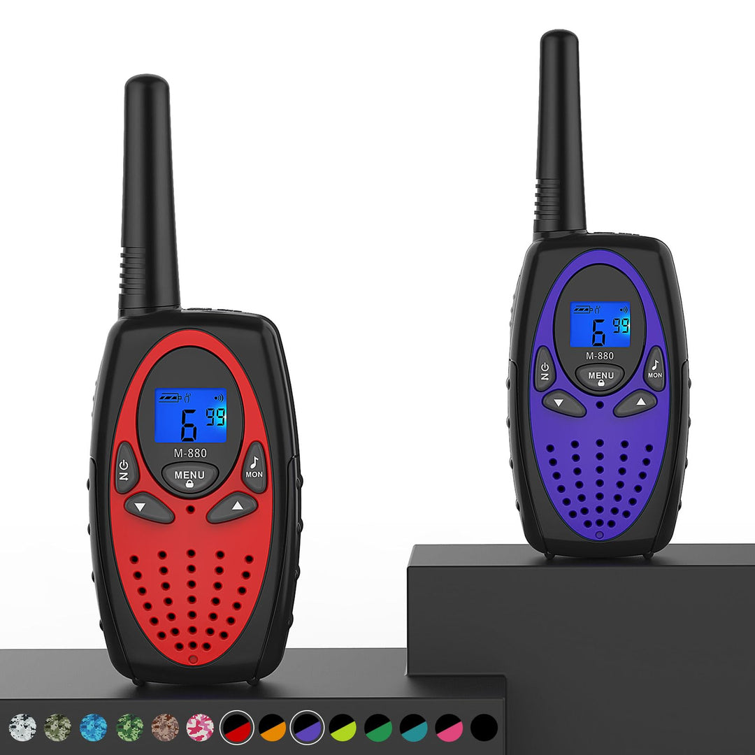 Topsung Walkie Talkies Long Range, M880 FRS Two Way Radio for Adults with Mic LCD Screen/Resistance Wakie-Talkies with Noise Cancelling for Men Women Outdoor Adventures Cruise Ship (Red and Violet)