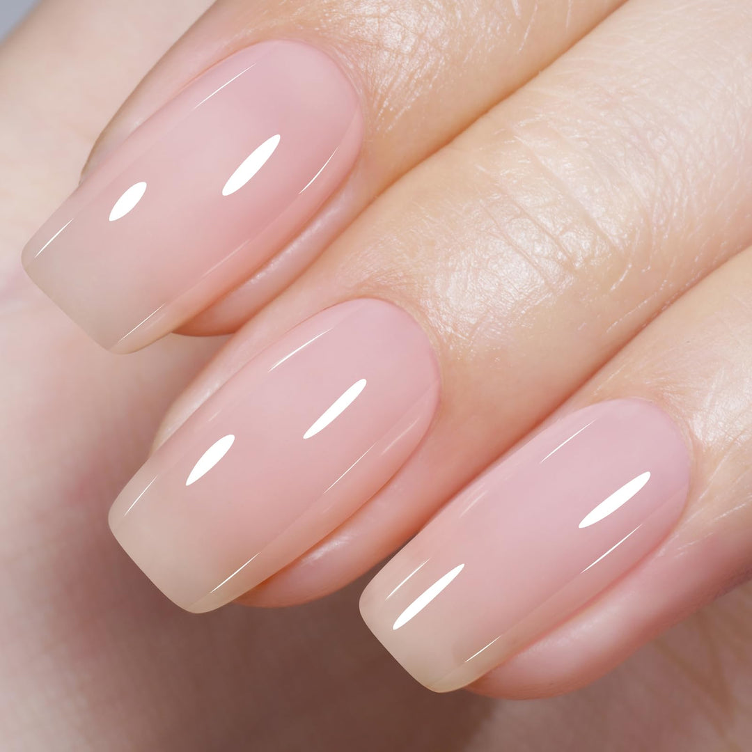 AILLSA Milky Pink Gel Nail Polish Natural Nude Jelly Gel Polish Light Color Translucent Gel Polish Sheer Pink Neutral Nails Soak Off U V Gel for French Manicure Nail Salon at Home 0.51 Fl Oz /GB90