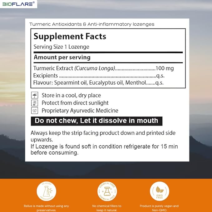 Turmeric Lozenges – Sugar-Free Throat Lozenges for Sore Throat Relief & Cough – Turmeric Curcumin Supplement with Curcuma & Turmeric Extract – Immune & Liver Support (Single Pack)