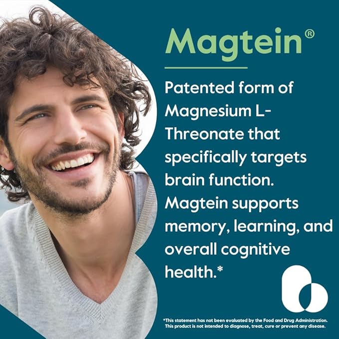 BESTVITE Magtein Magnesium L-Threonate Capsules - 2000mg per Serving (120 Vegetarian Capsules) - Patented and Bioavailable Magnesium - No Stearates - No Fillers - Vegan - Non GMO - Gluten Free