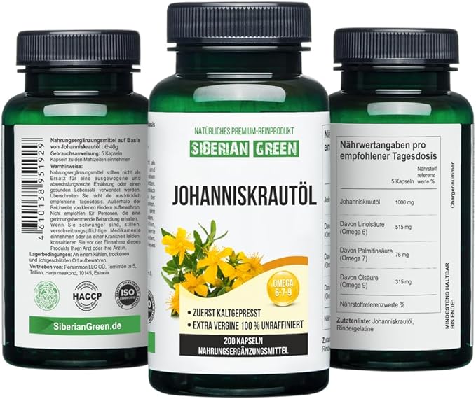 St.John's Wort Oil Capsules 200 Softgels Wild Harvested Siberia Altai Cold Pressed Unrefined