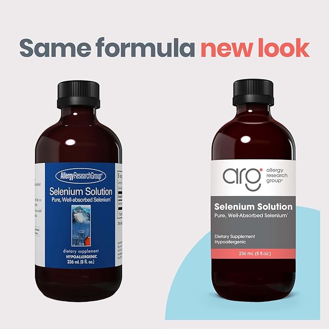 Allergy Research Group Selenium Solution - Well-Absorbed Selenium Liquid, Pure Sodium Selenite, Thyroid Support, Antioxidants, 100 mcg Supplement, Hypoallergenic - 8 Fl Oz