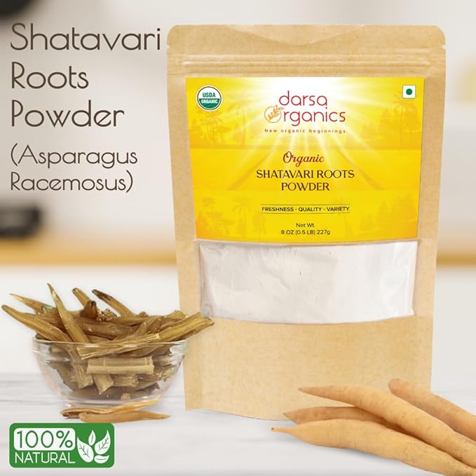 Shatavari Powder 8 oz - Shatavari Organic Powder for Tea & Smoothies, USDA Organic, Asparagus Racemosus for Female Hormonal Balance & Vitality, Nutrient-Rich Ayurvedic Herb from India