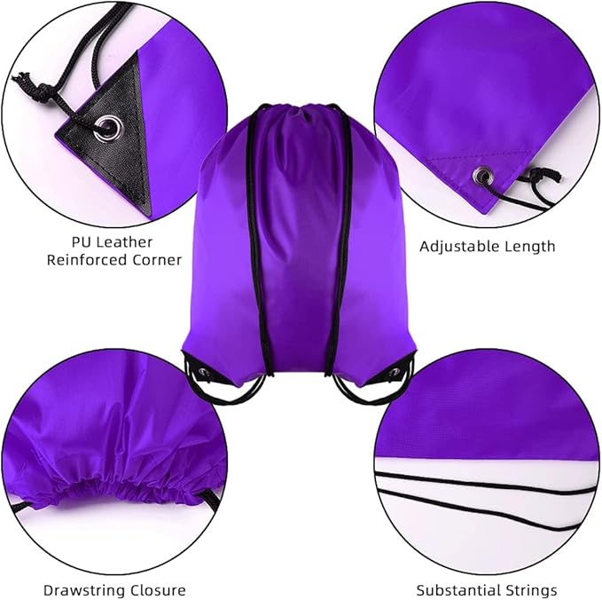 GoodtoU Drawstring Bags Cinch Sack Backpacks - Bulk Drawstring Backpack String Bags for Women Men 16 Pcs Purple
