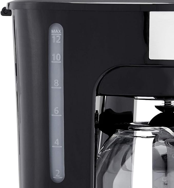 Amazon Basics Coffee Makers, 12-Cup Coffee Machines with Reusable Filter, Coffee Pots, Black & Stainless Steel